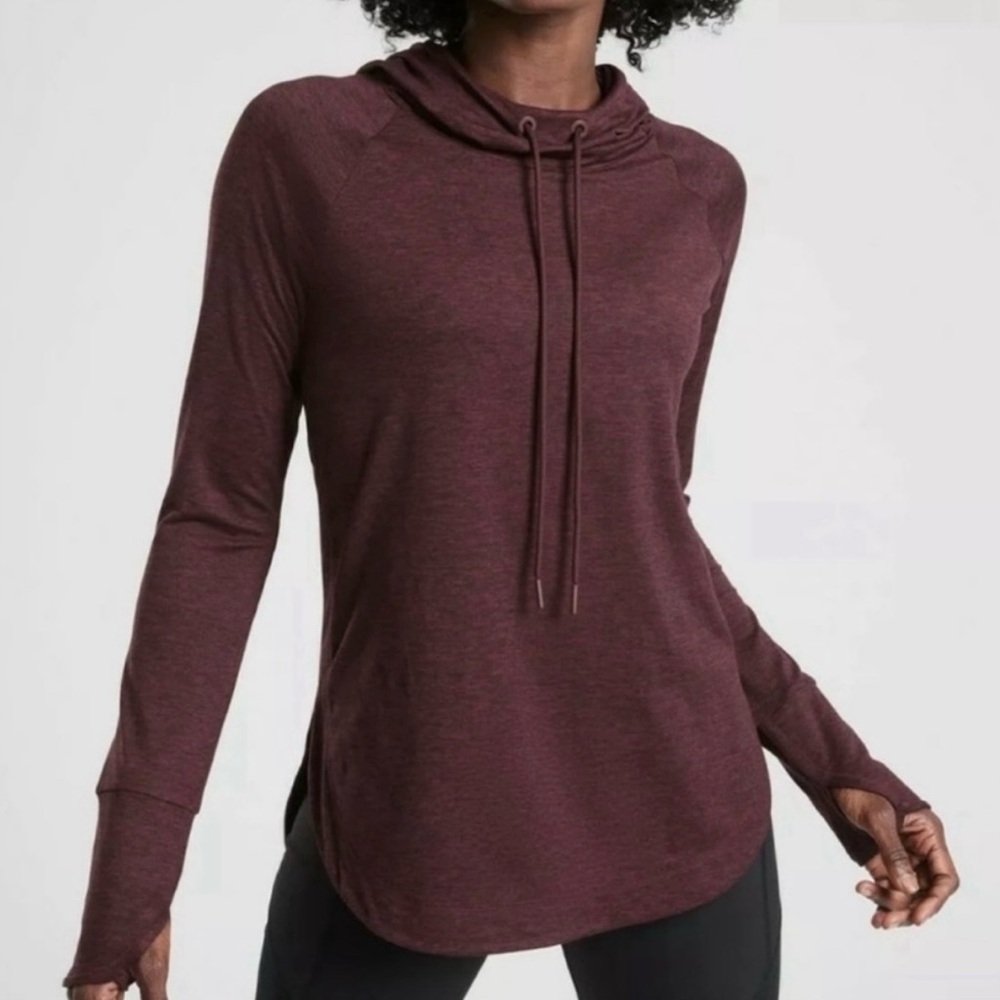 ATHLETA Antique Burgundy Uptempo Hoodie Sweatshirt‎ Active Long Sleeve Size XS